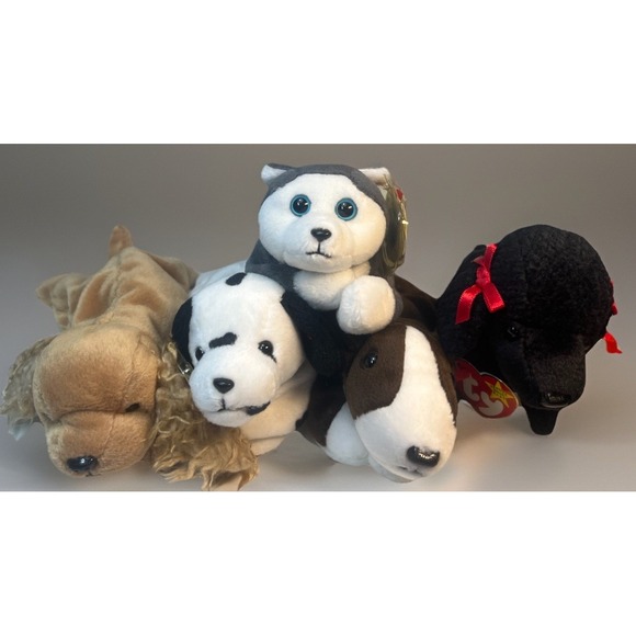 6 Beanie Babies Puppies Spunky Dotty Nanook Bruno GiGi NWT - Picture 3 of 3